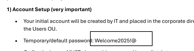 Temporary/Default Password in PDF